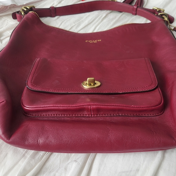 Coach Legacy Leather Courtenay Hobo Slouchy Shoulder Bag In Deep Port - Picture 15 of 16